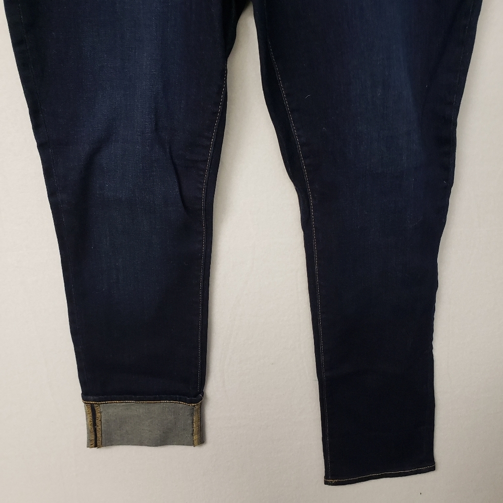 GAP Straight Ankle Jeans Women 10/30R High Rise Dark Blue Denim Whiskers NWT - Picture 3 of 10